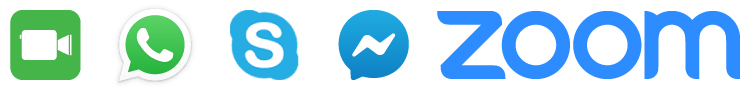 FaceTime, Whatsapp, Skype, Facebook Messenger, Zoom