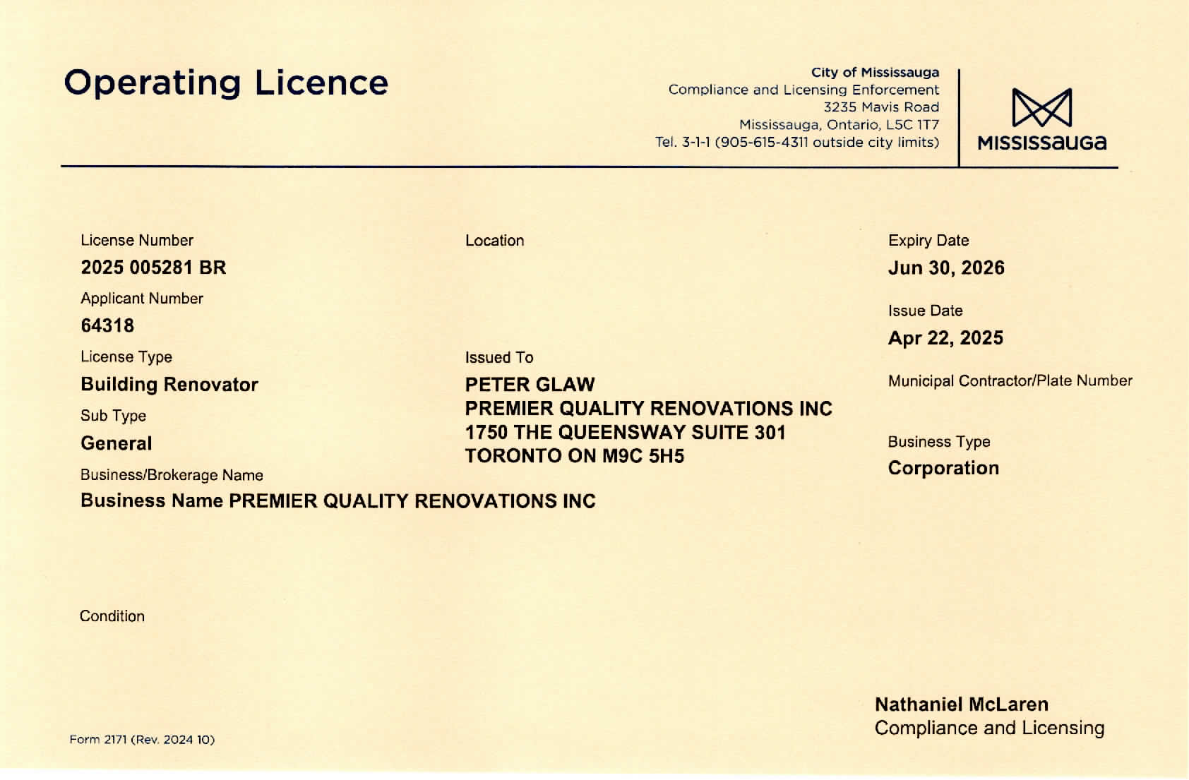 Mississauga-Operating-Licence-2025