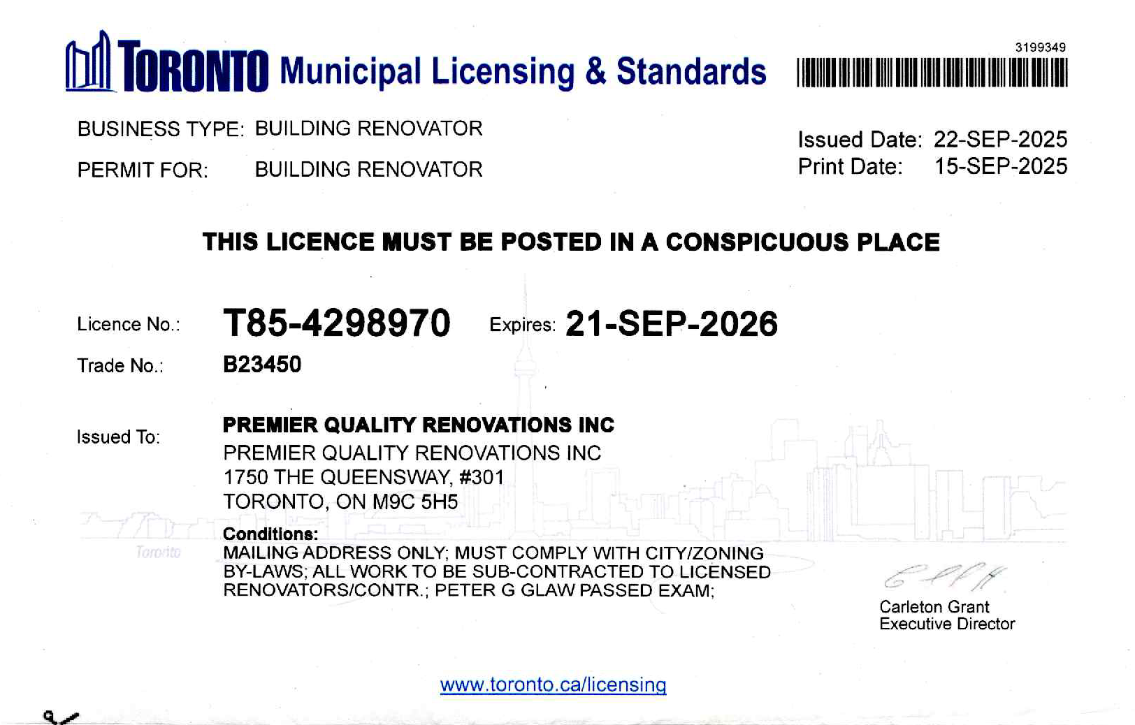 Toronto-Licence-2025